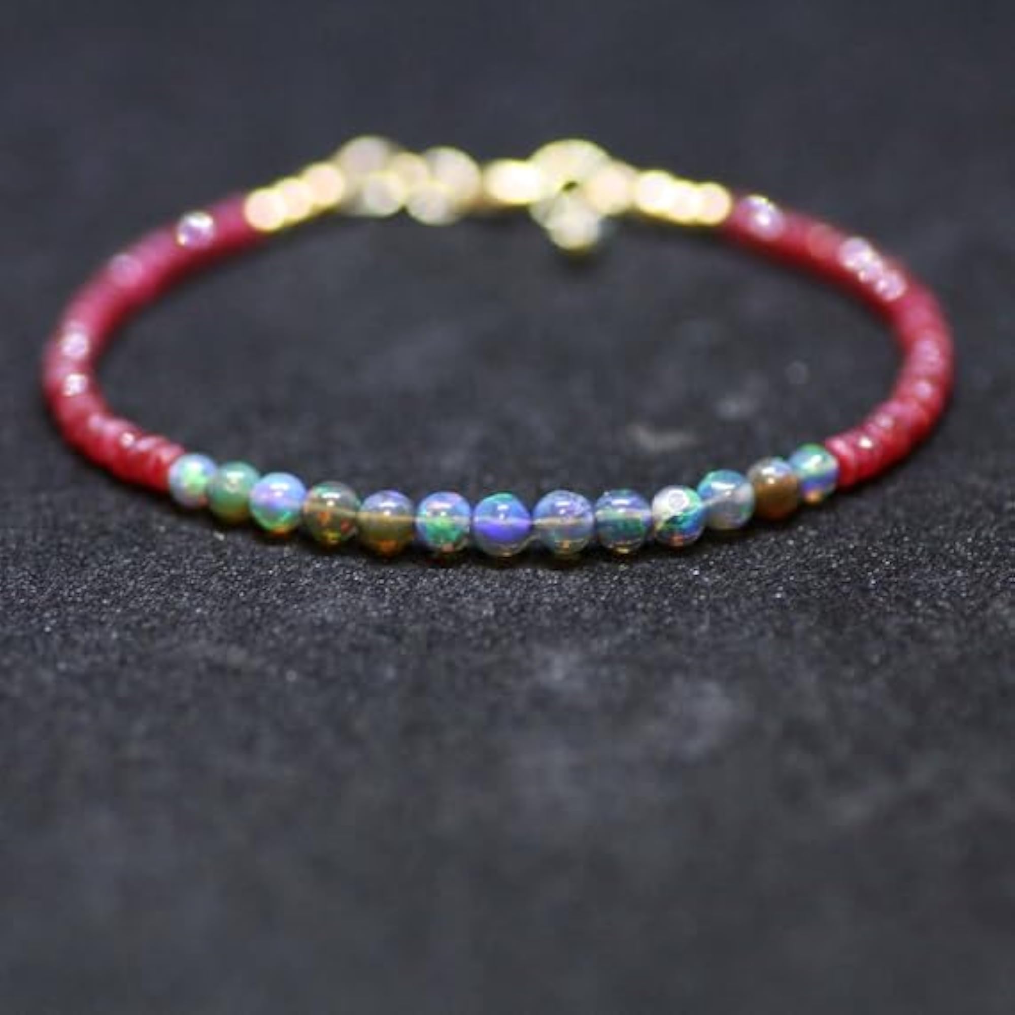 Herkimer Diamond & Green Jade 3-4mm Bracelet, Unisex Adjustable